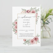 Invitation Floral Dusty Rose Elegant Wedding Program (Debout devant)