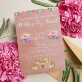 Invitation Floral Dusty Rose Fête des Mères Brunch