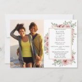 Invitation Floral Dusty Rose Gold 2 Photos Mariage (Devant)