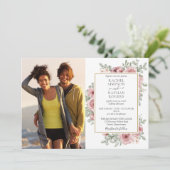 Invitation Floral Dusty Rose Gold 2 Photos Mariage (Debout devant)
