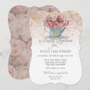 Invitation  Floral Dusty Rose Gold Élégant déjeuner nuptial