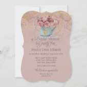 Invitation Floral Dusty Rose Gold Parties scintillant Fête d (Devant)