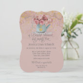 Invitation Floral Dusty Rose Gold Parties scintillant Fête d (Debout devant)