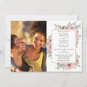 Invitation Floral Dusty Rose Gold Photo Mariage (Devant)