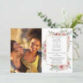 Invitation Floral Dusty Rose Gold Photo Mariage (Debout devant)
