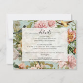 Invitation Floral Dusty Rose Pays Chic Bois Bleu Détails (Devant)