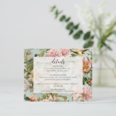 Invitation Floral Dusty Rose Pays Chic Bois Bleu Détails (Debout devant)