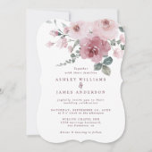 Invitation Floral Dusty Rose Rose Mariage Bourgogne (Devant)