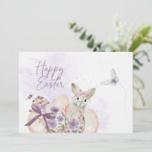 Invitation Floral Easter Eggs & Easter Bunny Card (Debout devant)
