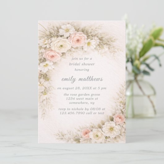 Invitation Floral Editorial Bouquet Bridal Shower (Debout devant)