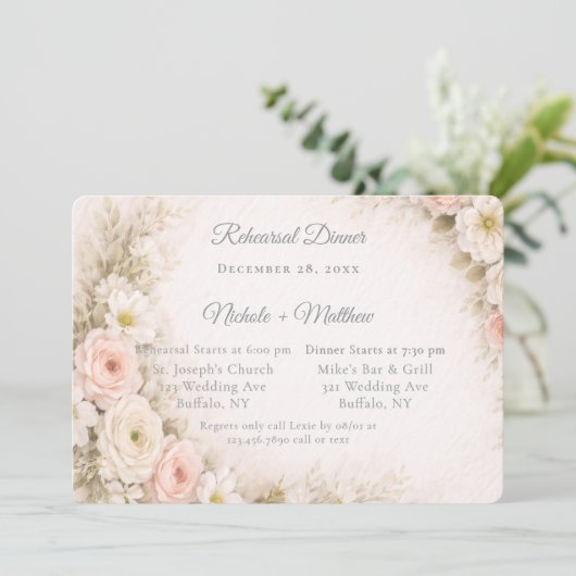 Invitation Floral Editorial Bouquet Rehearsal Dinner (Debout devant)