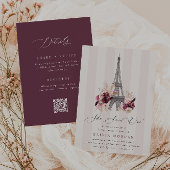 Invitation Floral Eiffel Tower Double Sided Bridal Shower