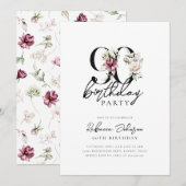 Invitation Floral Elegant 90e anniversaire (Devant / Derrière)