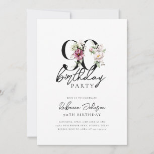 Invitation Floral Elegant 90e anniversaire
