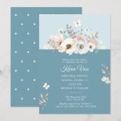 Invitation Floral élégant avec papillons Anniversaire de la m (Devant / Derrière)