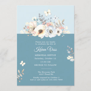 Invitation Floral élégant avec papillons Anniversaire de la m