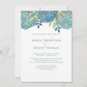 Invitation Floral Elegant Blue Hydrangea Jardin Simple (Devant)
