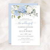 Invitation Floral Elegant Blue Hydrangea Mariage de verdure