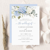Invitation Floral Elegant Blue Hydrangea Mariage de verdure