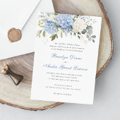 Invitation Floral Elegant Blue Hydrangea Mariage de verdure