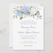 Invitation Floral Elegant Blue Hydrangea Mariage de verdure (Devant)