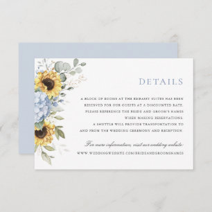 Invitation Floral Elegant Blue Hydrangea Sunflowers Détails