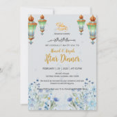 Invitation Floral Elegant Blue Lantern Ramadan Iftar (Devant)