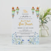 Invitation Floral Elegant Blue Lantern Ramadan Iftar (Debout devant)