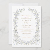 Invitation Floral Elegant Blue Wreath Fleur sauvage Mariage (Devant)