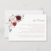 Invitation Floral Elegant Blush Bourgogne Détails du Mariage (Devant)