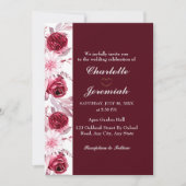 Invitation Floral Elegant Blush rose Bourgogne Mariage Script (Devant)