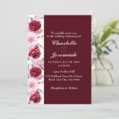 Invitation Floral Elegant Blush rose Bourgogne Mariage Script (Debout devant)