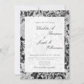 Invitation Floral Elegant Botanique Noir Blanc Mariage (Devant)