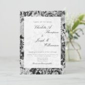 Invitation Floral Elegant Botanique Noir Blanc Mariage (Debout devant)