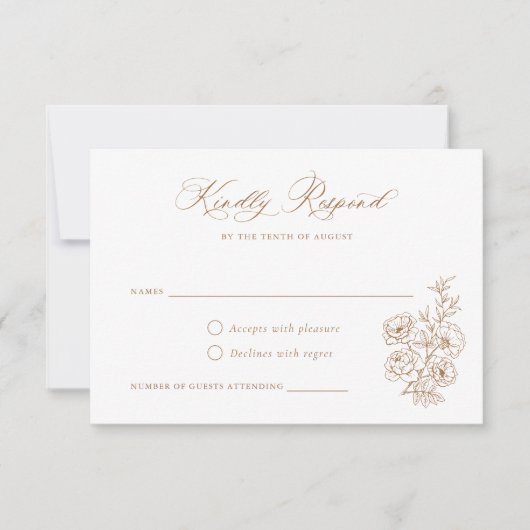 Invitation Floral Elegant Calligraphie Script Roses RSVP (Devant)