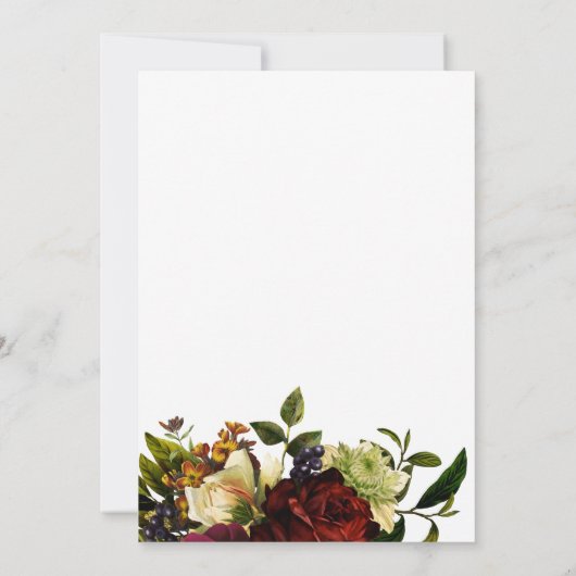 Invitation Floral élégant chic script nuptiale (Dos)