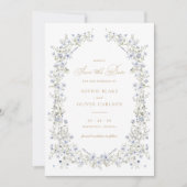 Invitation Floral Elegant Dusty Blue Wreath Enregistrer la da (Devant)