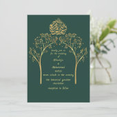 Invitation Floral élégant EMERALD mariage musulman VERT (Debout devant)