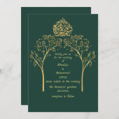 Invitation Floral élégant EMERALD mariage musulman VERT (Devant / Derrière)