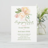 Invitation floral élégant fiançailles d'or de pêch (Debout devant)