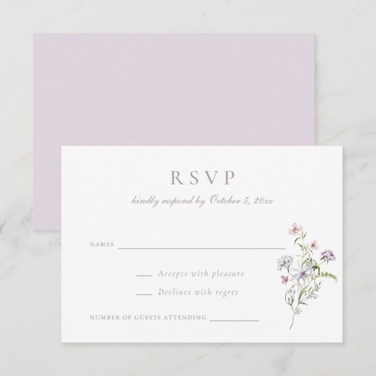 Invitation Floral Elegant Fleur sauvage Blush Rose Wedding RS (Devant / Derrière)