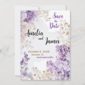 Invitation Floral Elegant Lavender Wedding Enregistrer la dat (Devant)