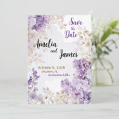 Invitation Floral Elegant Lavender Wedding Enregistrer la dat (Debout devant)