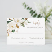 Invitation Floral Elegant Magnolia Blush Neutre Mariage RSVP (Debout devant)