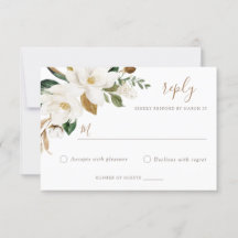 Floral Elegant Magnolia Blush Neutre Mariage RSVP