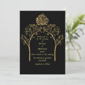 Invitation Floral élégant musulman noir mariage (Debout devant)