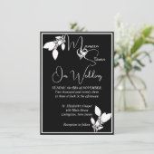 Invitation Floral Elegant noir et blanc Mariage (Debout devant)