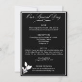 Invitation Floral Elegant noir et blanc Mariage (Dos)