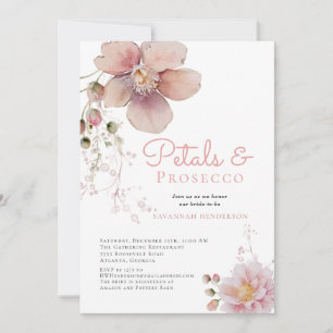 Invitation Floral Élégant Pétales et Fête des mariées Prosecc