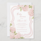 Invitation Floral Elegant Pink Hydrangea Baby Shower (Devant)